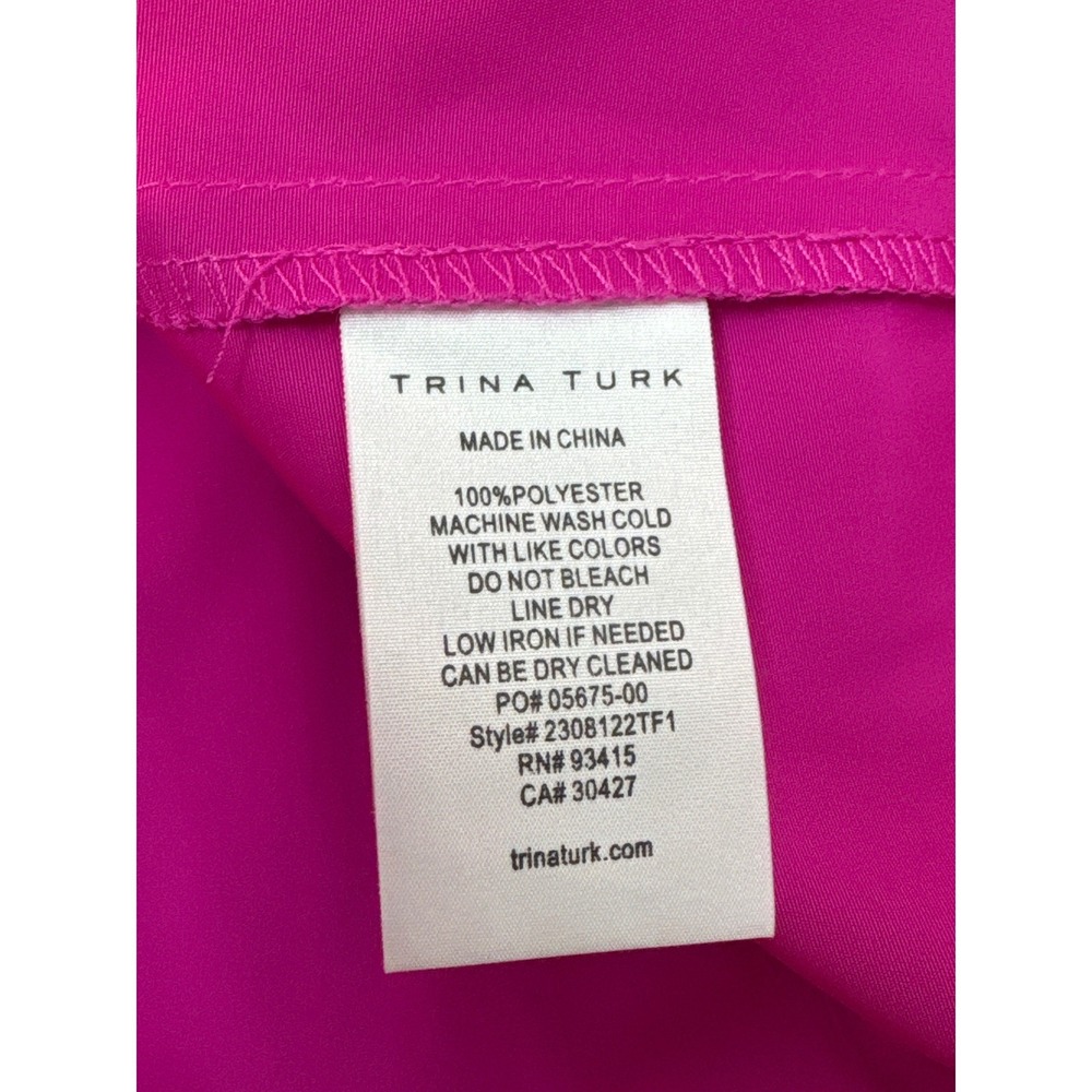 Trina Turk Krisha Top Fuchsia Pink Off Shoulder Puff Sleeve Pleated 2308122TF1 - Picture 4 of 4